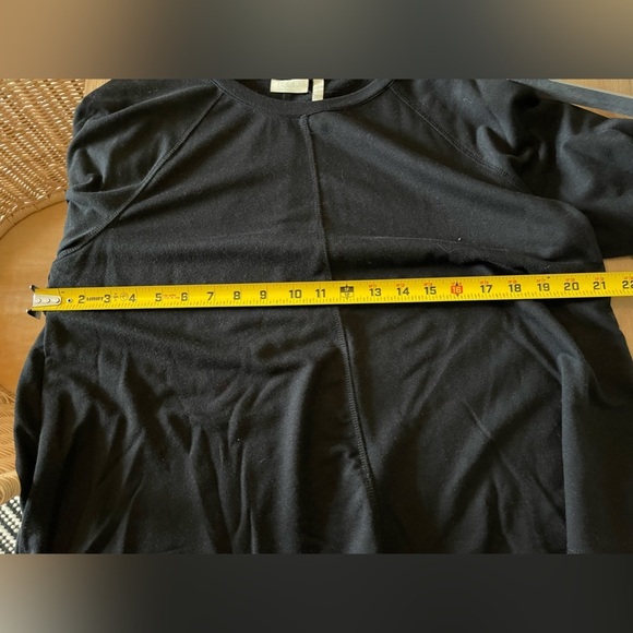 Logo by Lori Goldstein| Black Jersey Long Sleeve Top with Sheer Ruffle, Size L• - Picture 8 of 9